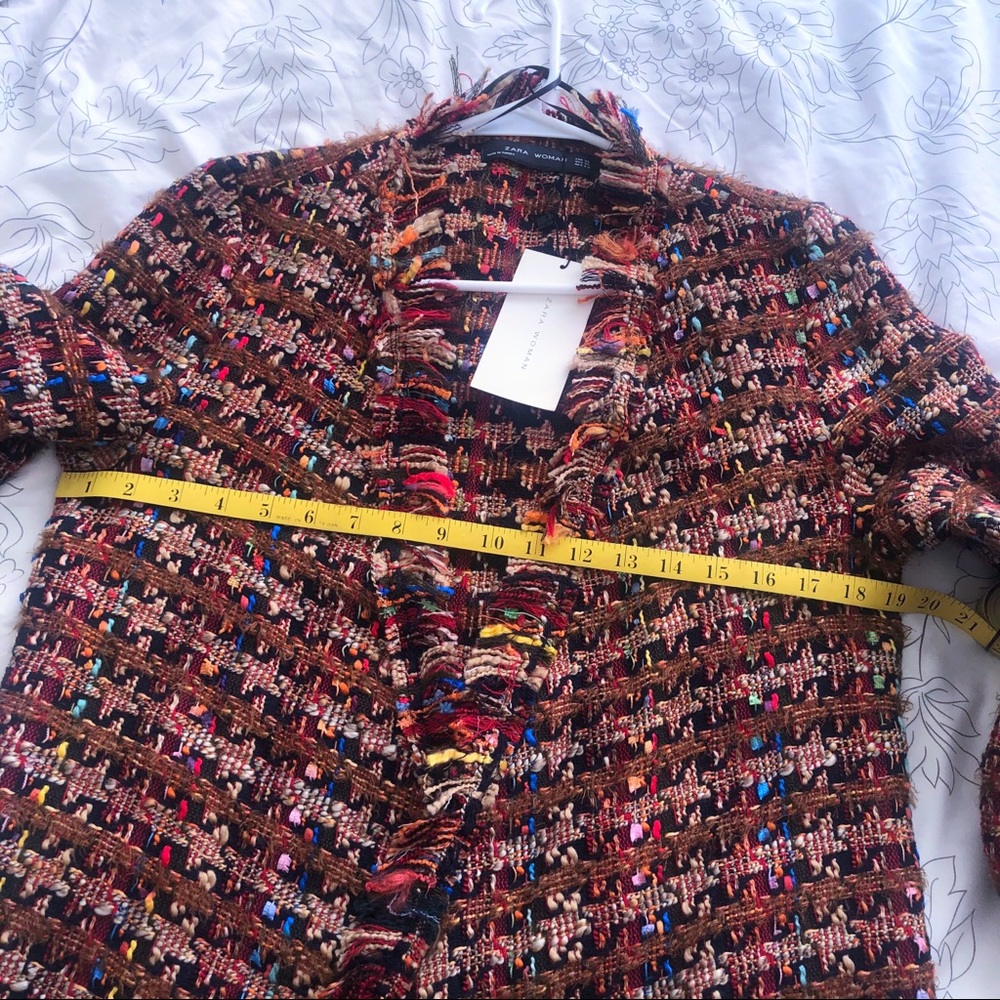 NWT Zara Rainbow Tweed Sweater Jacket with Fringe sz XS - Picture 7 of 10